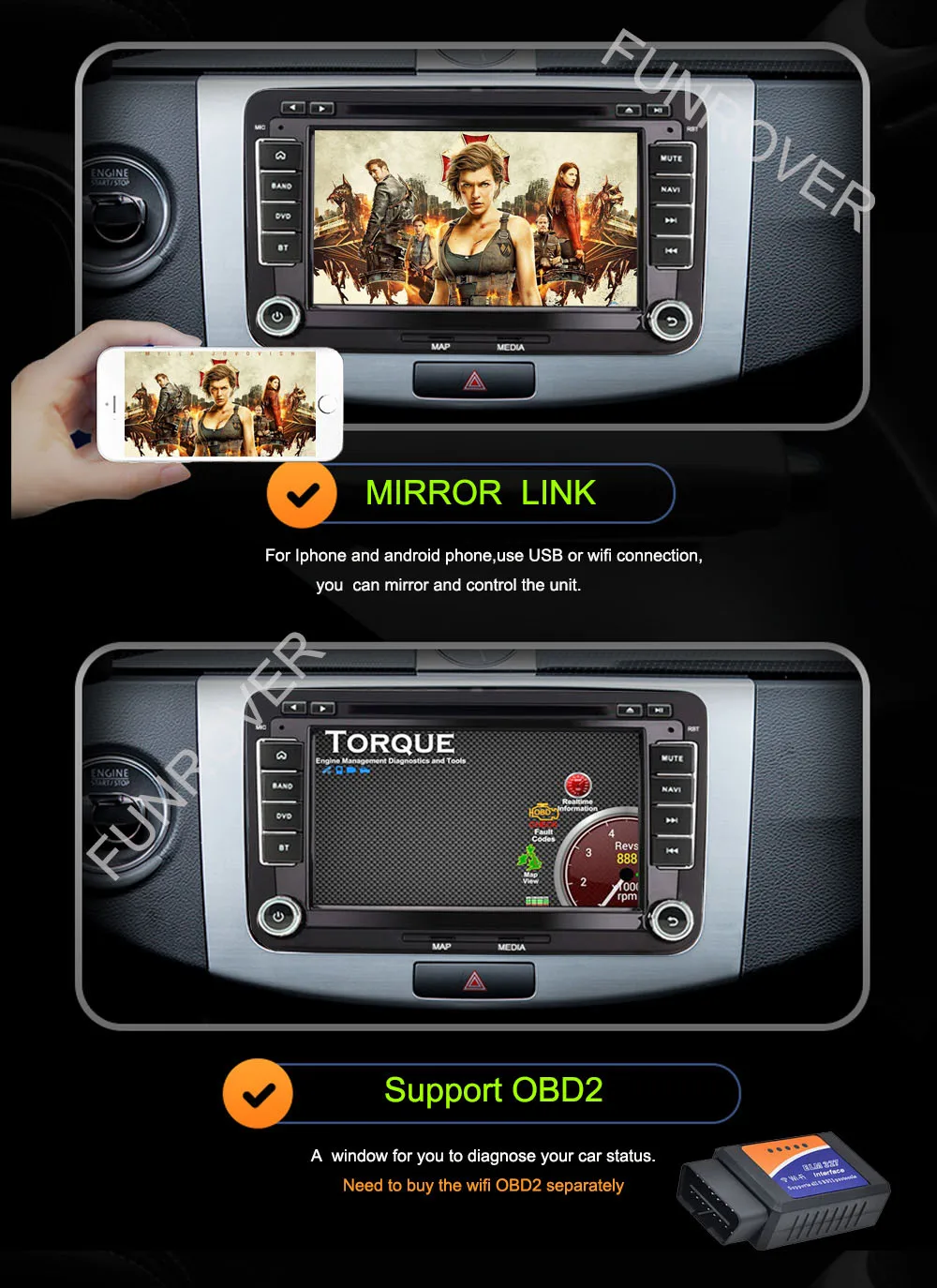 Discount FUNROVER 7"2 din android 6.0 Car dvd Stereo Player GPS Navigation In-Dash For VW Volkswagen POLO PASSAT Golf Tiguan Skoda Rapid 31