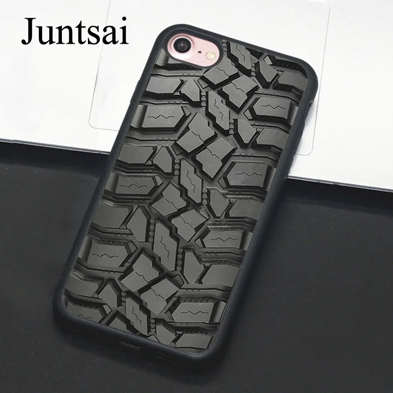 

Juntsai Car Tire Tyre Tread Cases for iphone 5 5s SE 6 6s 7 8 Plus X Hard Protective Back Cover Coque For iphone 7 Plus