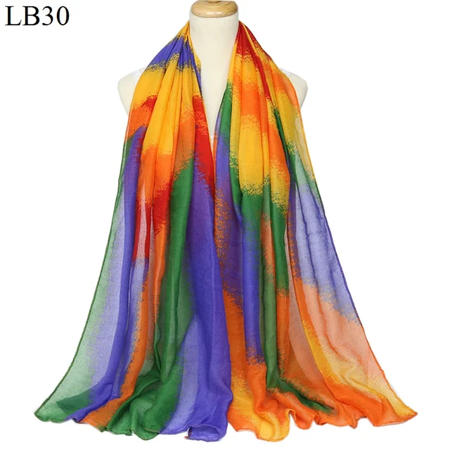 colorful women scarf fashion soft thin long scarves polyester cotton