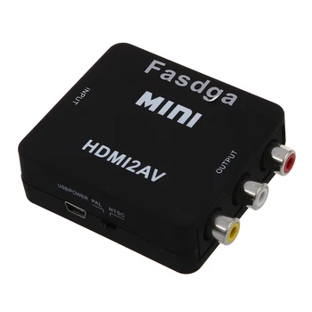 

Fasdga MINI HDMI to 3RCA CVBS Composite Video AV Converter Adapter TV PS3 VHS VCR DVD Black