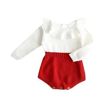 

2017 New Autumn Winter Newborn Baby Girls Knitting Knitting Tops Patchwork Bodysuit Long Sleeves Warm Outfits Sweater Clothes
