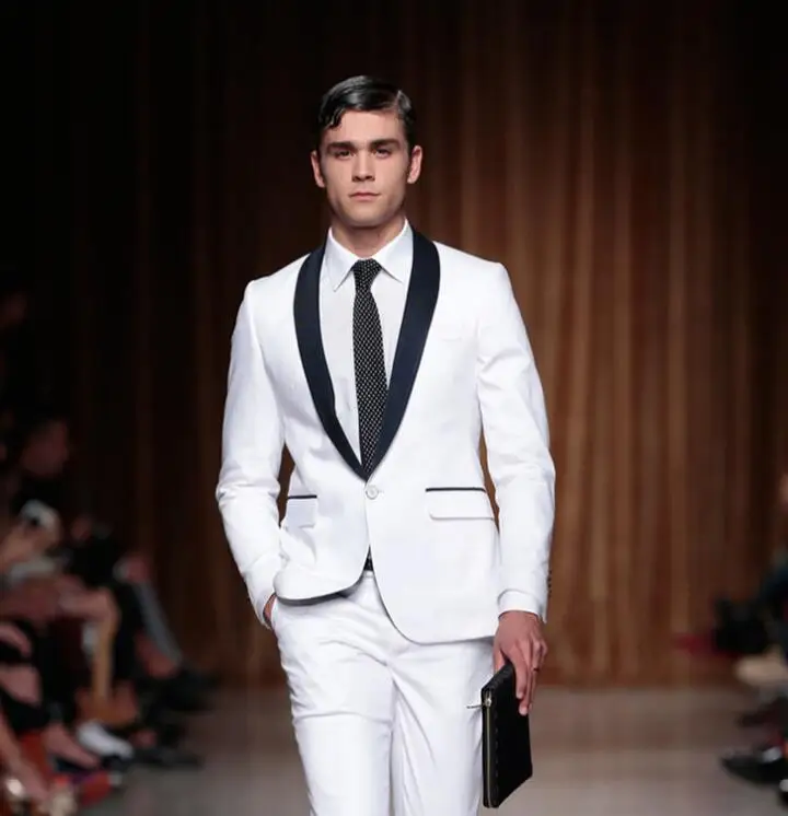 suit and pants XS-5XL Мужская одежда новая мода walk-show Белый сшитый черный воротник костюм торжественное платье плюс размер костюмы - Цвет: suit and pants