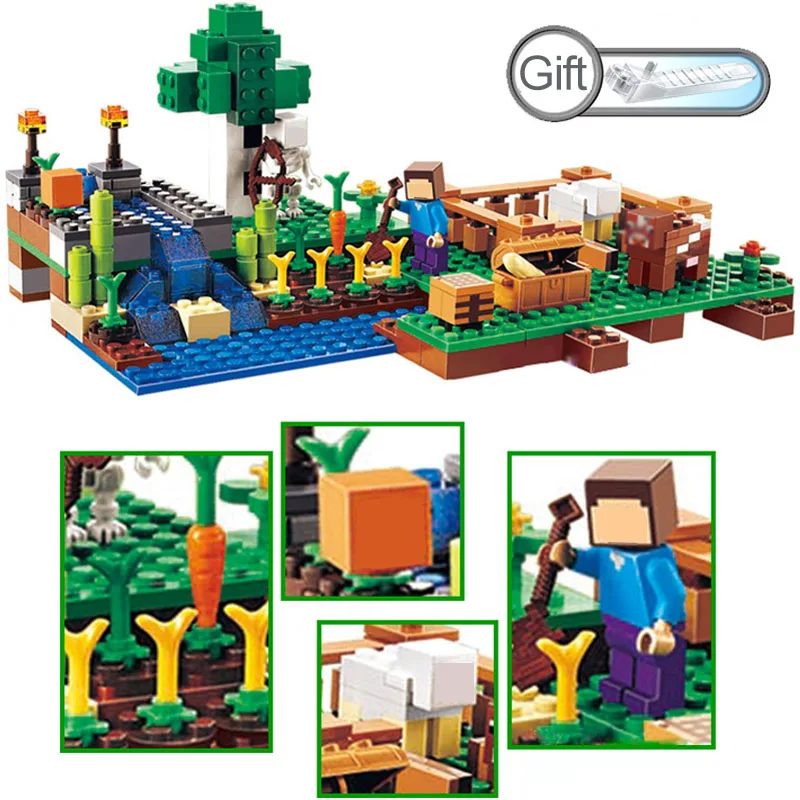 

262Pcs MY World Farm zombie Action figure Building Blocks Compatible Legoed minecrafted Bricks Education Toys for Children Gifts