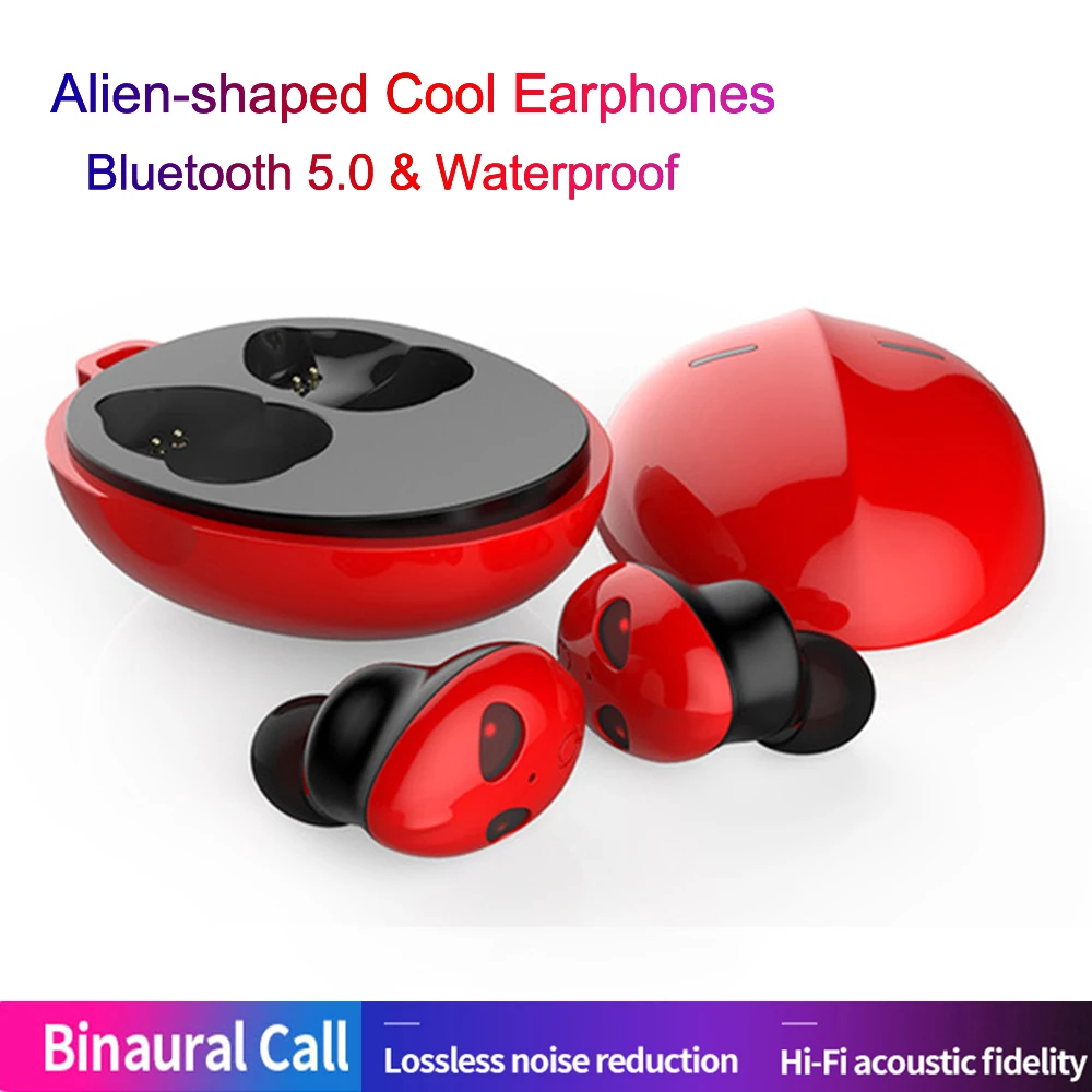 

Cartoon Alien Shape Wireless Bluetooth 5.0 Earphones TWS Cute Earphone IPX4 Waterproof In-ear Earbuds Headset With Charging Box