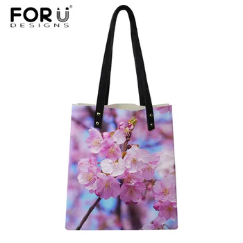 

FORUDESIGNS Women PU Shoulder Totes Bags Flowers Print Large Capacity Leather Top-handdle Bags Travel School Female Girls Bags