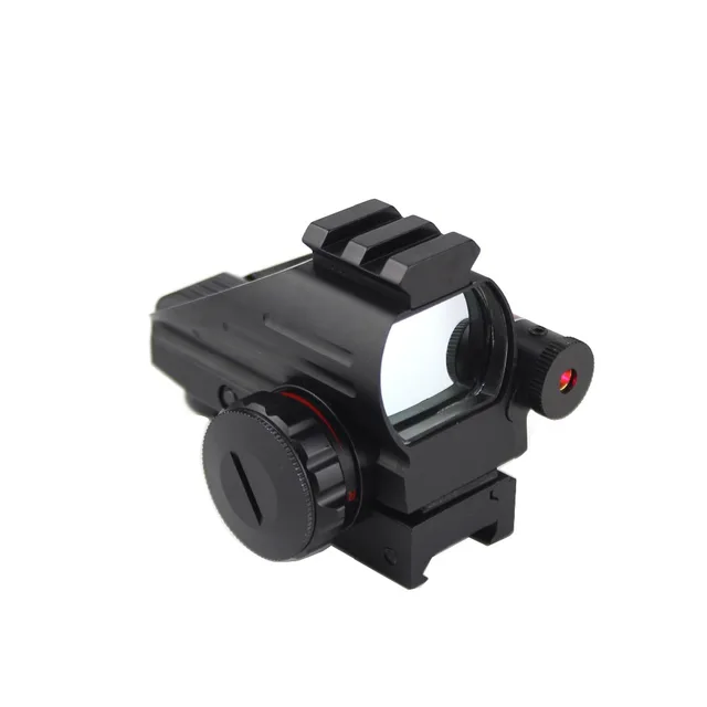 Mira de colisión para Rifle de caza alcance holográfico Reflex 4 retículas rojo punto vista táctico rifloscopio + óptica láser roja - Imagen 2