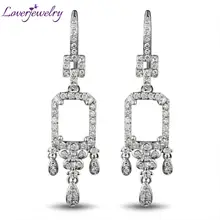 Твердые 14Kt белые золотые натуральные алмазные полу серьги с фиксаторами, установка серьги, изумрудное кольцо 6x8 мм WE062