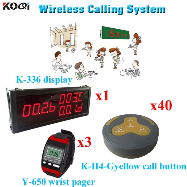 

Wireless Waiter Service Calling System Display Panel Watch And Transmitter (1 display 3 wrist watch 40 call button)