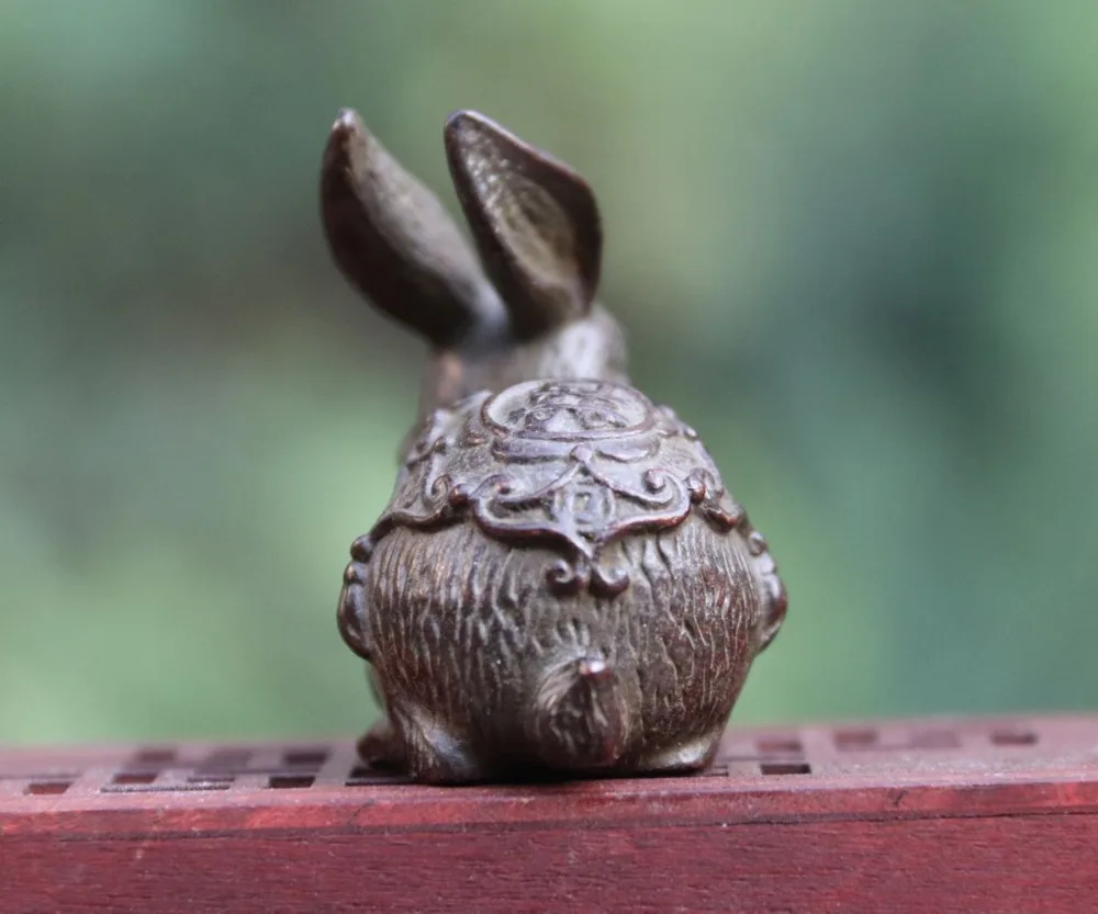 18 CM Chinese Fengshui Zodiac Animal Guardian Beast rabbit hare Head sculpture 