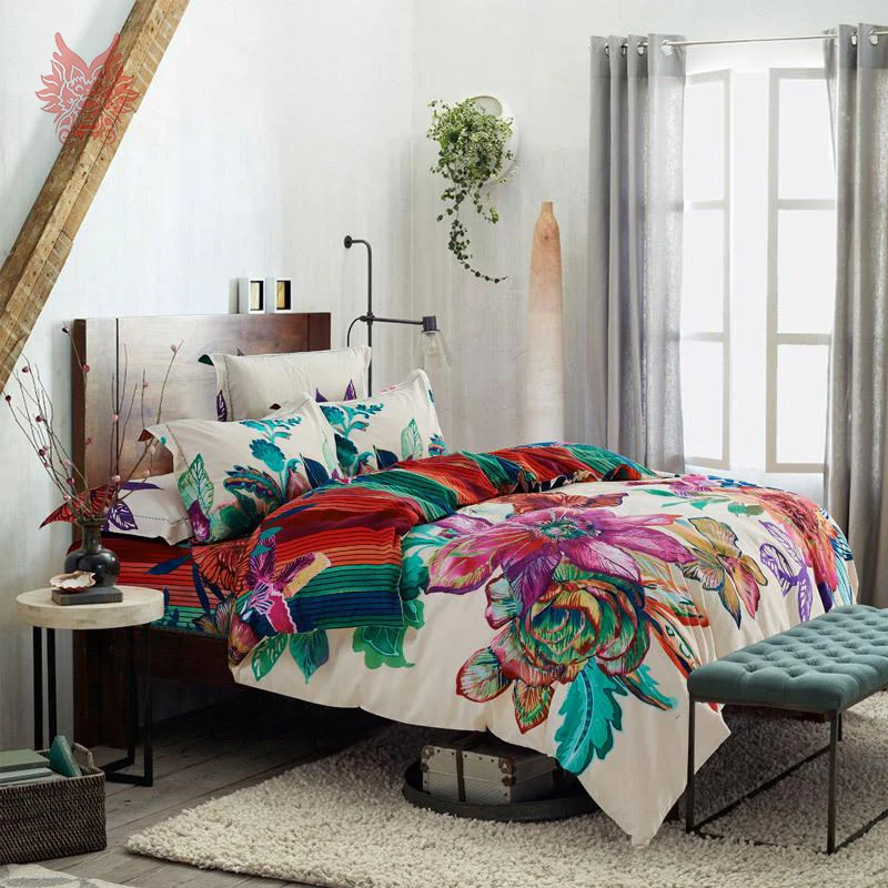 American luxury floral print duvet cover set comforter cover set 100