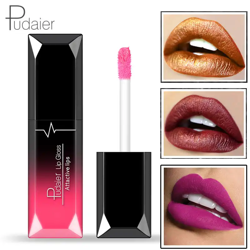 Pudaier Liquid Lipstick Nude Makeup Metallic Lipbalm Waterproof Lip Tint Matte Lip Gloss Velvet Batom Mate Rouge A Levre Mat