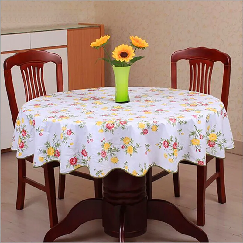 

Pastoral style wave table cloth anti hot PVC plastic table cloth for Round table home hotel table cover decoration waterproof