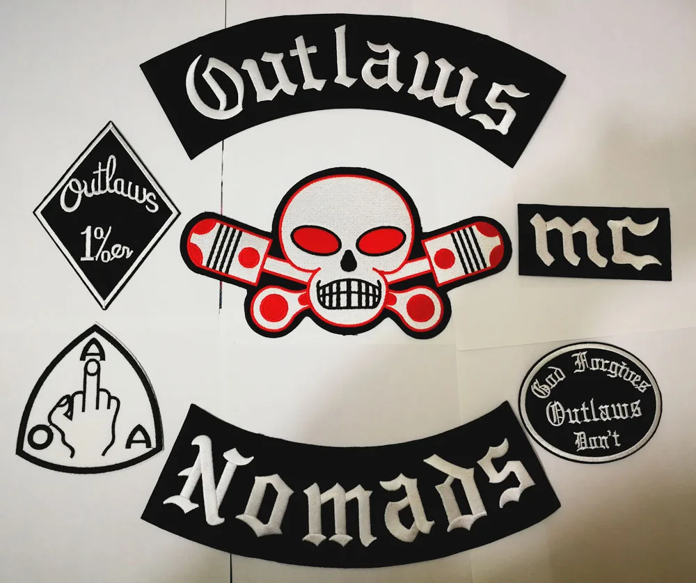 Нашивки Outlaw Hells вышитые кочевники байкерские нашивки с утюгом для мотоциклетной
