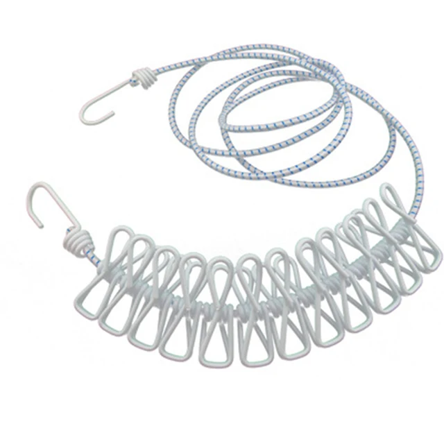 185cm Stretch Clothesline Rope Windproof Clothes Line Hanger with 12pcs