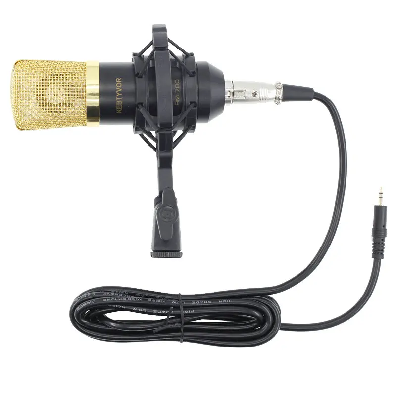 BM-700 проводной микрофон конденсаторный микрофон Студийный микрофон с амортизационной подвеской+ nb-35+ поп-фильтр+ звуковая карта+ 48В для компьютера