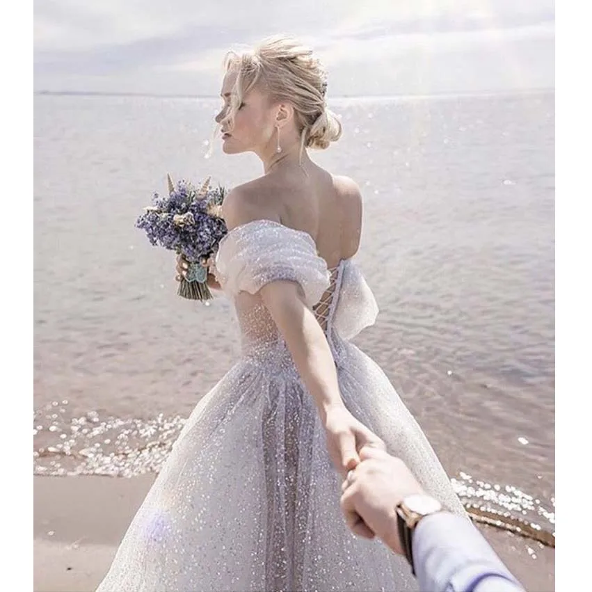 Винтаж Vestidos De Novia милые кристаллы, бисер короткий рукав бальное платье кружевные свадебные платья