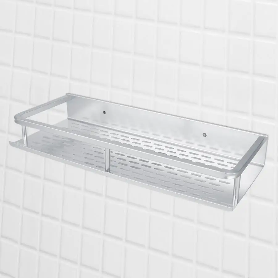

No-Drilling Bathroom Shower Shelf Aluminum Smooth Edge Single Layer Storage Rack Organizer shampoo holder for bathing showering