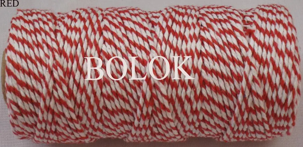 1 piece(110yards) 19 kinds color choose double color Cotton Baker twine(dia.: 2mm for gift packing, cotton twine 12ply BY EMS - Цвет: red