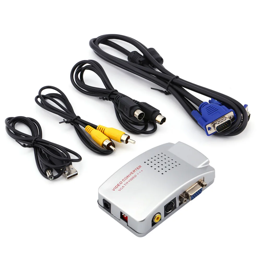 

Universal PC Converter Box VGA to TV AV RCA Signal Adapter Video Switch Composite Supports NTSC PAL for Computer