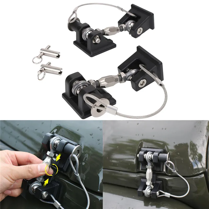 

1 Pair Black Style Anti-Thief Hood Lock Latches Catch Locking Kit for Jeep Wrangler JK 2007-2017