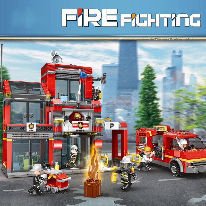 

Xingbao 14005 978pcs Fire Control Building Blocks Fire Fighting Brick With Pumper Firemen Compatible With LegoINGLYs Technic Toy