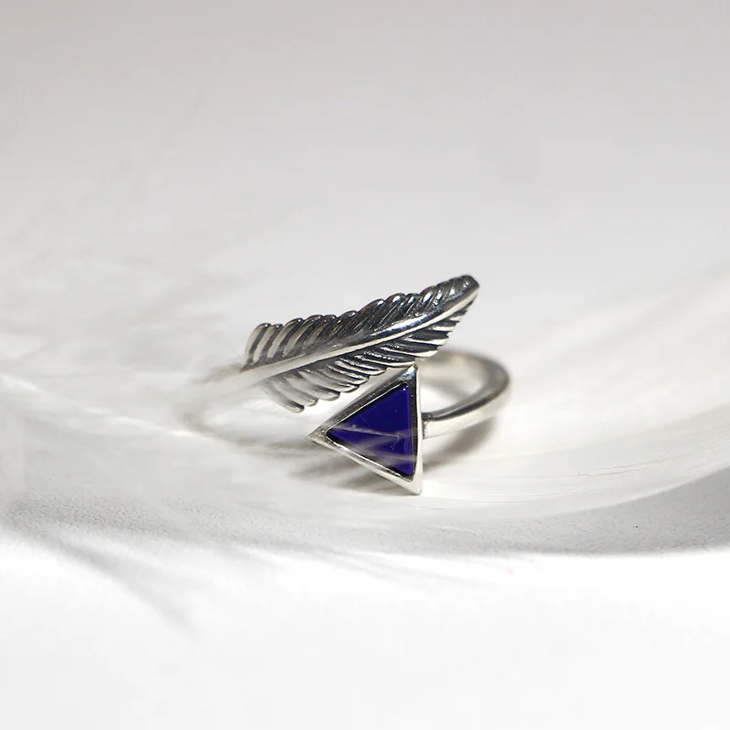 Элегантное качество 925 регулируемые кольца винтажное перо кольцо с коллантом кольцо из стерлингового серебра 925 для женщин 925 ювелирные изделия