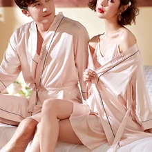 Мужская домашняя одежда для сна ночная рубашка из искусственного шелка для мужчин удобные шелковистые халаты благородный халат мужские халаты для сна