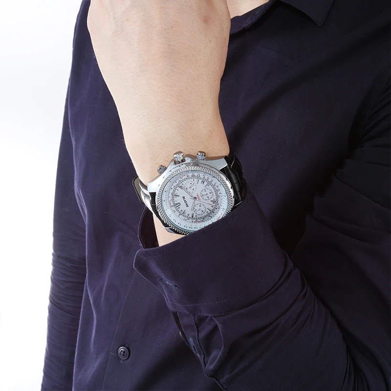 men leather stainless watch 14