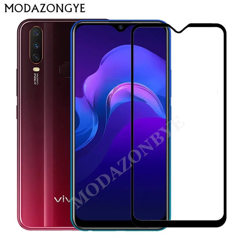 ДЛЯ VIVO Y15 закаленное стекло для VIVO Y15 Y12 Y17 1902 Y 15 12 17 VIVOY15 Защитная пленка для экрана полное покрытие - Цвет: Black