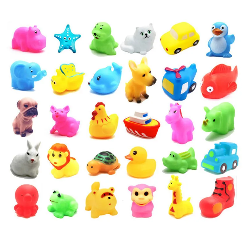 

20pcs/lot Random Type Baby Bath Toy Safety Todder Kids Child Shower Game Duck Squeeze Sounding Dabbling Toy Bathtub Learning Toy