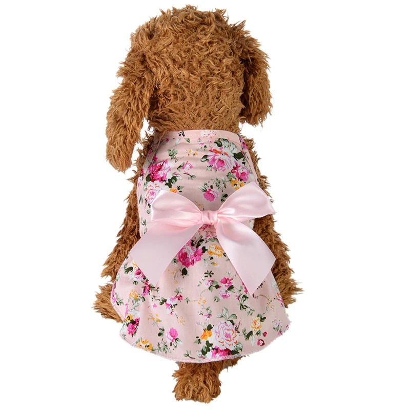 Летнее платье для собак; хлопковая синяя юбка на бретельках для собак; рубашка с бантом; одежда для маленьких щенков на день рождения; дышащее крутое платье для собак Z