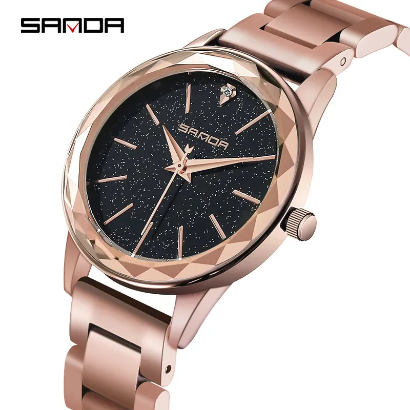 

SANDA New Fashion Ladies Watch Women Quartz Watches Analog Full Steel Top Brand Luxury Wristwatches Relogio Feminino