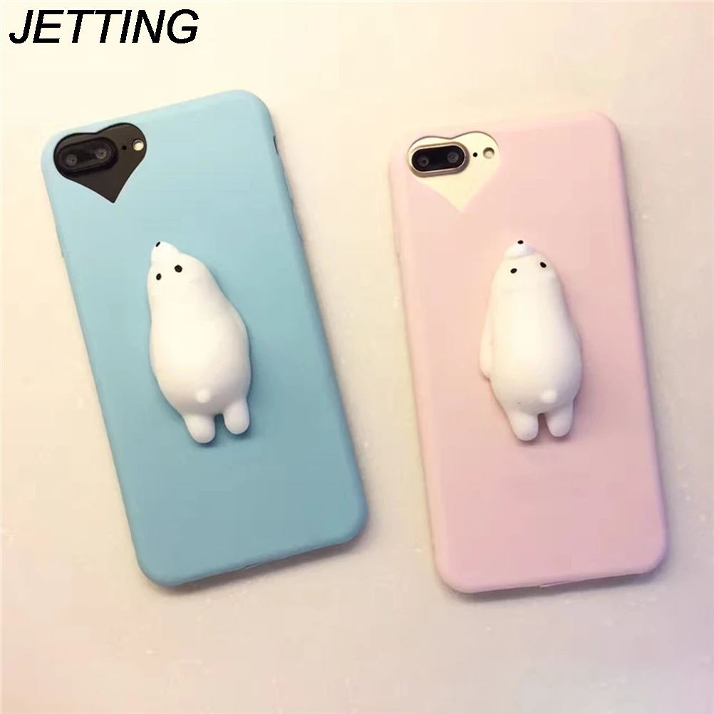 Cute Cat Squishy Silicone Seal Phone Case For iphone 6 6s plus Squishy Soft Housing Case blando ...