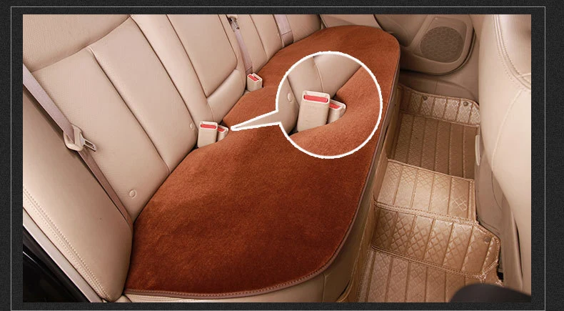 2 шт., подушка на переднее сиденье, зимний искусственный кашемир, чехол на сиденье автомобиля, универсальный,, чистый цвет, теплый плюш, квадратный коврик/1 задний коврик