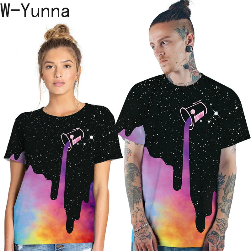 Женская футболка с принтом галактики W Yunna уличная большого размера коротким