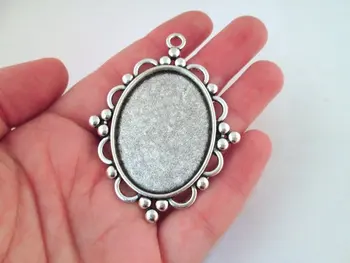 

Silver Plated Oval 30x40mm Bezel Pendant Setting, B245theof