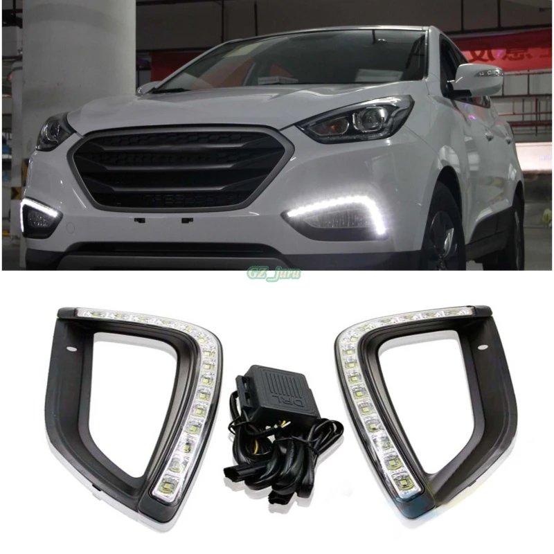 Waterproof style Relay 12v LED DRL daytime running lights For Hyundai IX35 Daytime Running Light LED DRL Fog Lamps Tucson 2013 Waterproof style Relay 12v LED DRL daytime running lights For Hyundai IX35 Daytime Running Light LED DRL Fog Lamps Tucson 2013