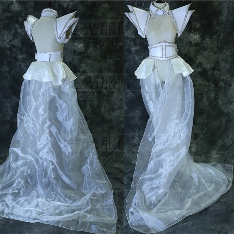 Women led robot suit LED robot dance costume Night Clubs Event Party Supplies Silver mirror dance wear light up clothing02