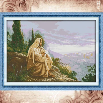 

Joy Sunday Counted cross stitch kits Jesus overlook DMC 14CT 11CT cotton fabric home deco painting gift art factory wholesale