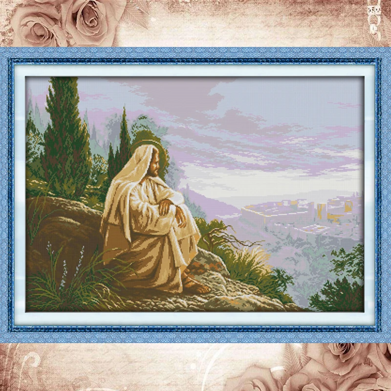 Joy Sunday Счетный Набор для вышивки крестиком Jesus overlook DMC 14CT 11CT хлопковая ткань