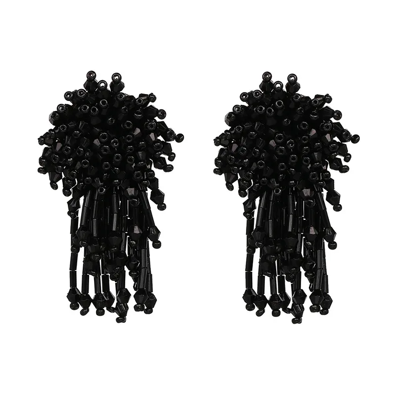 Модные ювелирные изделия, бусы, серьги в богемном стиле, серьги с бахромой и кристаллами для женщин, массивные Серьги-кисточки pendientes - Окраска металла: Black