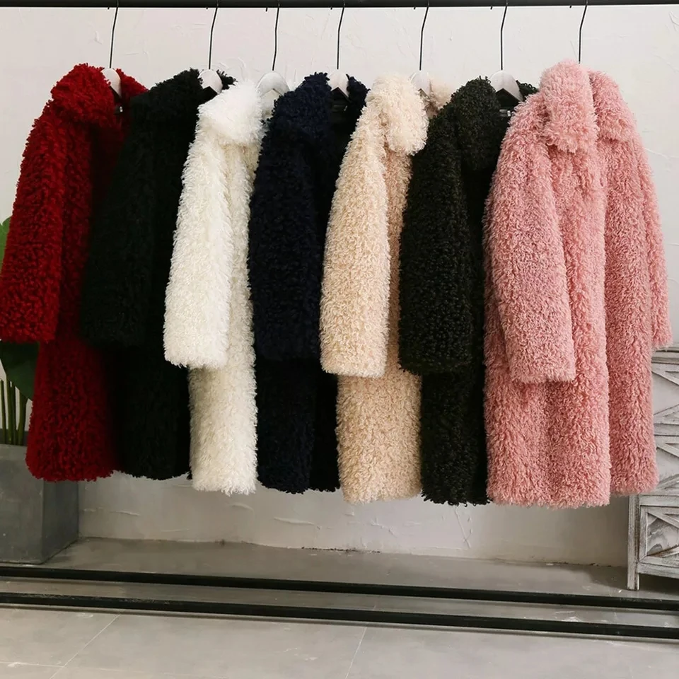 Длинное меховое пальто из искусственного меха Harajuku корейский стиль черный