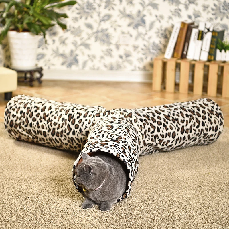 Кошка кролик Leopard 3 способа весело играть Tunnel Crinkle котенок складной массового кошка складной Игрушечные лошадки долго играть туннель