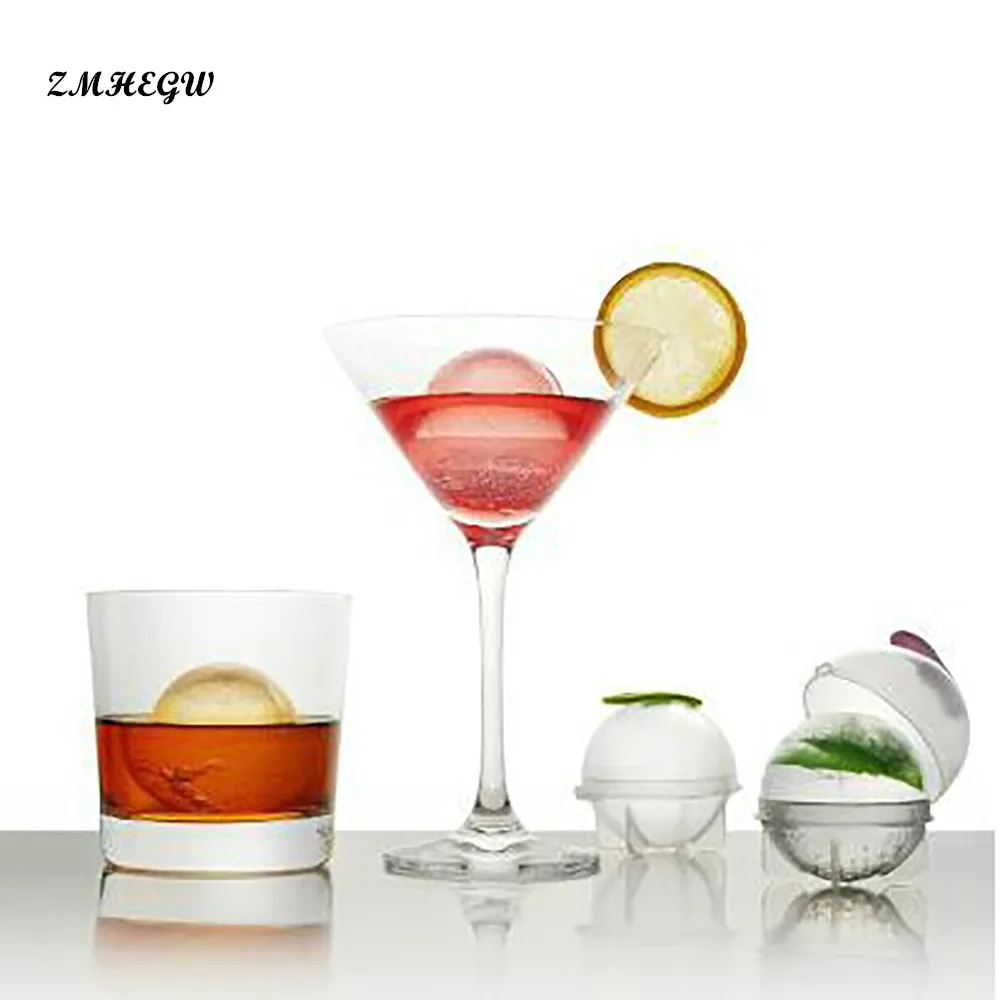 

ZMHEGW New 4pcs/set Round Ice Cube Ball Maker Sphere Molds For Whisky Party Cocktails Set of 4 Gift Ice Mold New