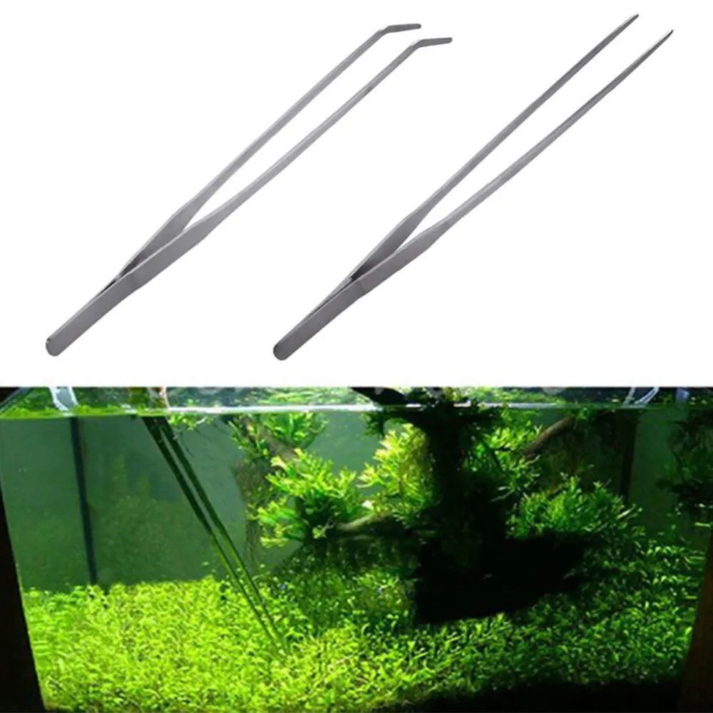 New Straight/Elbow Stainless Steel Tank Tweezers Pliers Aquarium Tool Fish Tank Aquatic Plants Forceps Clip For Cleaning Tool#5