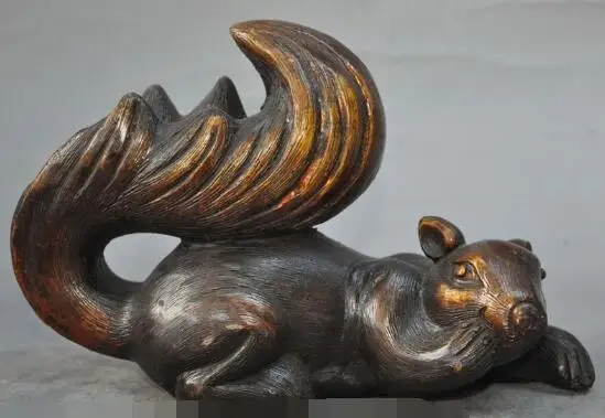 

S01977 7"China Fengshui Bronze Lovely Animal Squirrel Sciuridae Scrat Statue Sculpture (B0413)