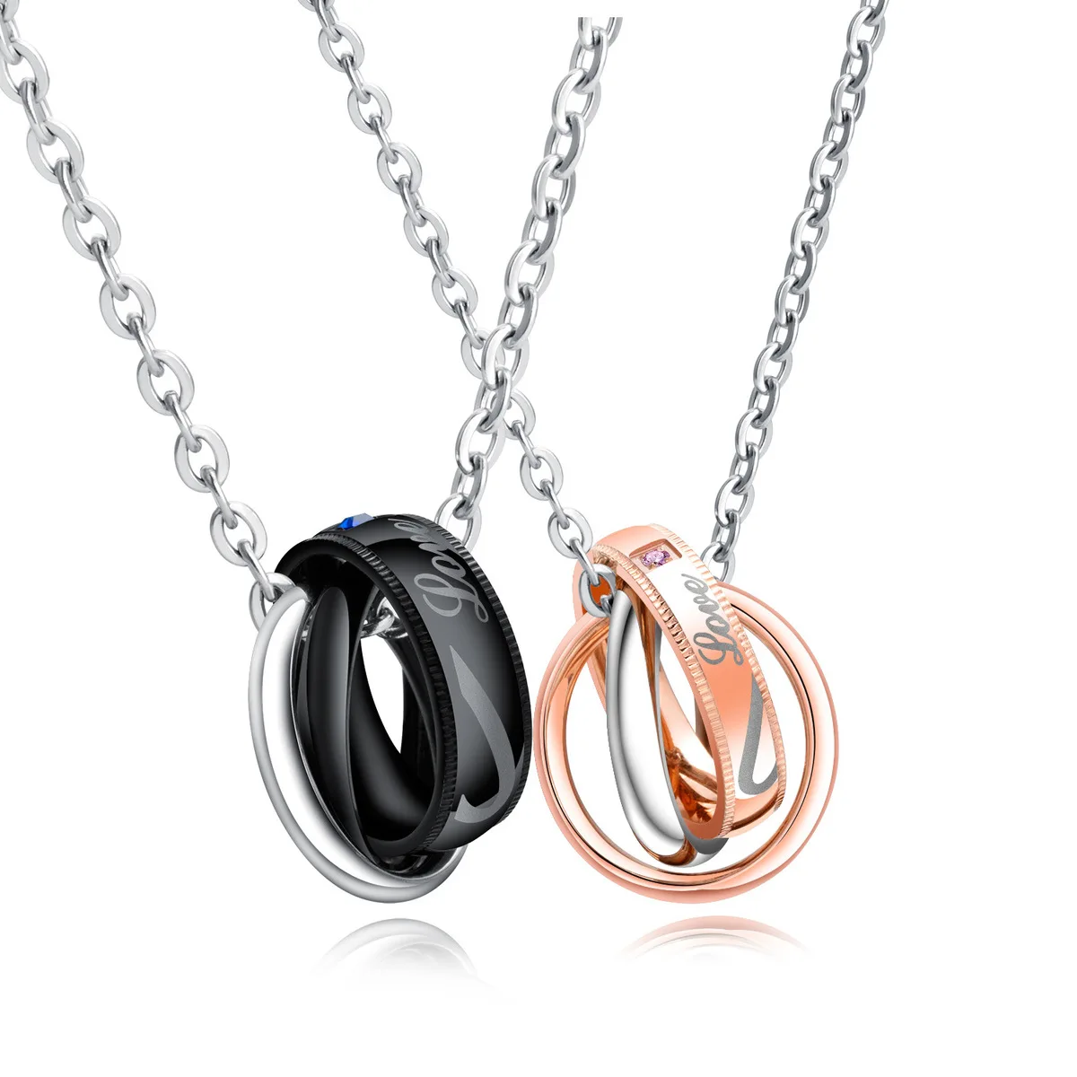 

316L stainless steel LOVE heart pattern couple necklace