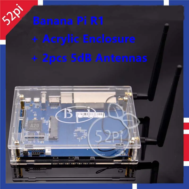 

Banana Pi R1 Wireless smart Router+BPI R1 case Acrylic Enclosure+2pcs BPI-R1 Antenna,5dB,Omni directional