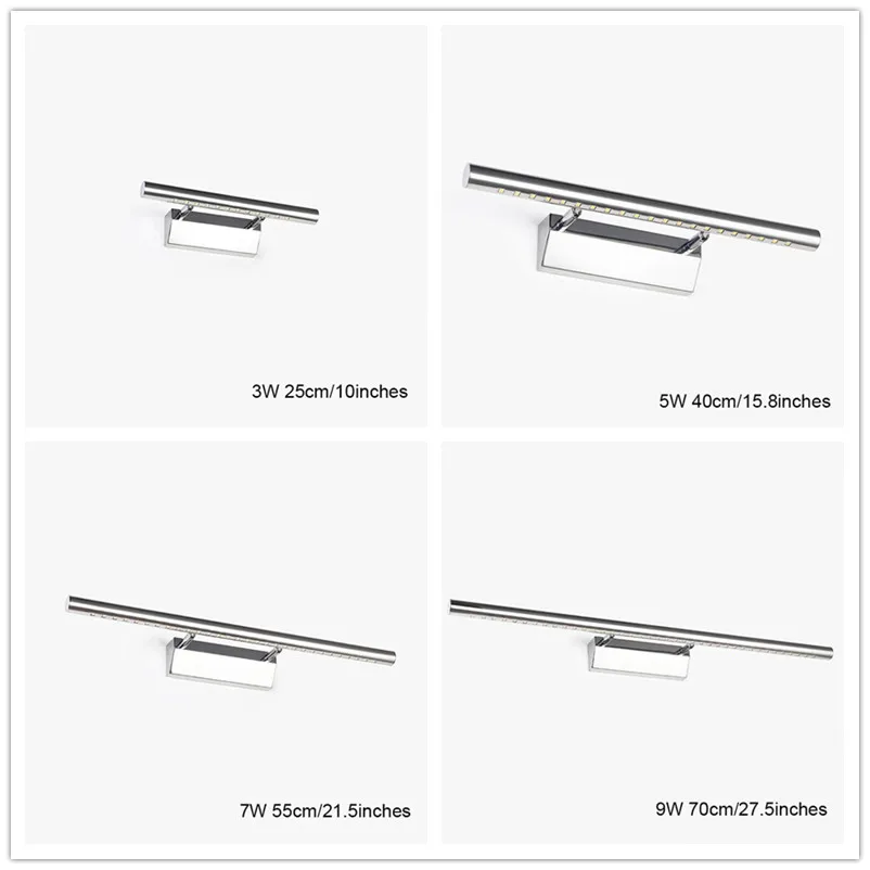 3 واط/5 واط/7 واط/9 واط/15 واط المقاوم للصدأ مرآة ضوء led الأمامية ماكياج جدار مصابيح led الغرور مرحاض الحمام شنت الجدار الشمعدانات ضوء