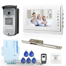 Envío Libre A Estrenar de Seguridad Para el Hogar 7 pulgadas Video de la Puerta de Intercomunicación Cámara de Sistema de teléfono + RFID + Largo 250mm Bloqueo De Huelga En Stock